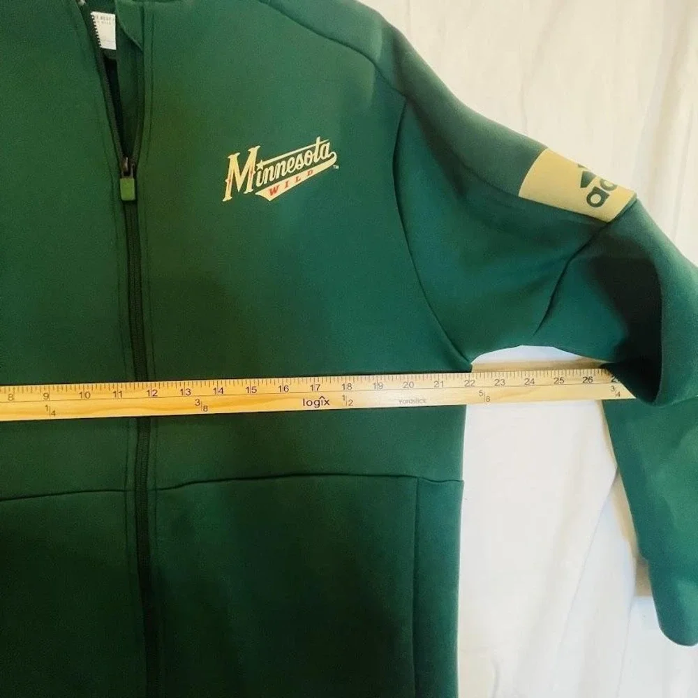 Minnesota Wild Jacket Mens‎ Large Green NHL Hockey Zip Coat Adidas Pockets Logo